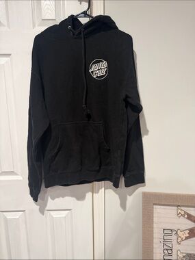 Santa Cruz Skateboards Black Hoodie with White Chest Logo